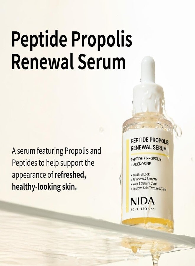 NIDA Peptide Propolis Renewal Serum | Peptide Complex, Propolis Extract, Adenosine | Youthful Look, Wrinkles, Fine Lines, Pore & Sebum Care | 1.69 fl.oz., 50ml (Updated) - Image 2